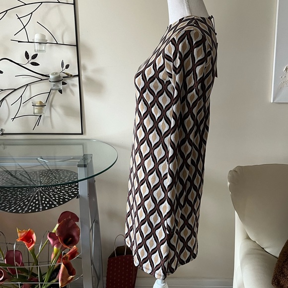 Zara Jacquard Knit Brown Geometric Retro Print Mini Shift Dress Size Small NWT - Picture 8 of 15